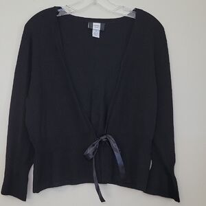 Studio 1940 Cardigan Black Ribbon Tie Front Flare Sleeves Size 14 Whimsygoth
